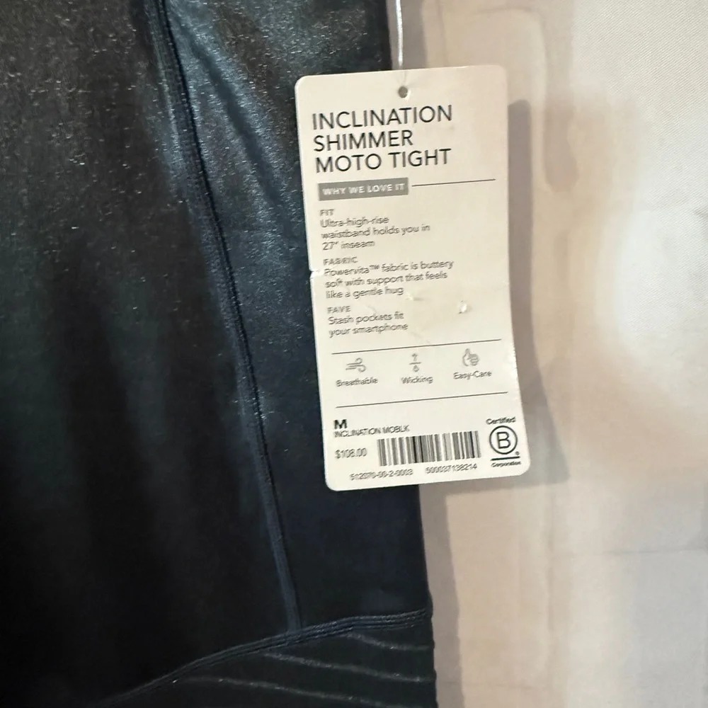 Athleta leggings womens Inclination black Moto Shimmer Tight size medium - Picture 7 of 9